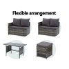 Outdoor Furniture Dining Setting Sofa Set Lounge Wicker 9 Seater – Dark Grey and Mixed Grey, With Storage Cover