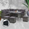 Outdoor Furniture Dining Setting Sofa Set Lounge Wicker 9 Seater – Dark Grey and Mixed Grey, With Storage Cover