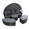 Outdoor Lounge Setting Sofa Patio Furniture Wicker Garden Rattan Set Day Bed – Grey and Black