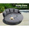 Outdoor Lounge Setting Sofa Patio Furniture Wicker Garden Rattan Set Day Bed – Grey and Black