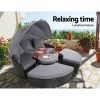 Outdoor Lounge Setting Sofa Patio Furniture Wicker Garden Rattan Set Day Bed – Grey and Black