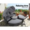 Outdoor Lounge Setting Sofa Patio Furniture Wicker Garden Rattan Set Day Bed – Grey and Black