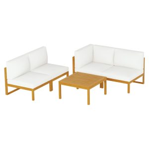 4-Seater Outdoor Sofa Set Wooden Lounge Setting 5PCS