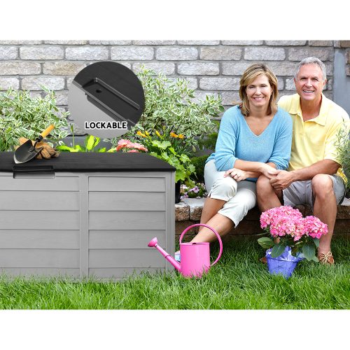 290L Outdoor Storage Box – Black and Grey