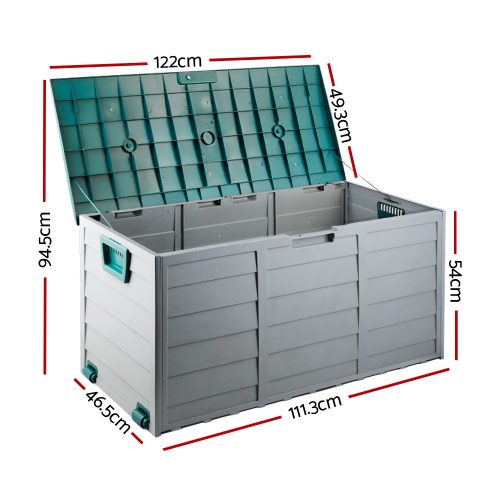 290L Outdoor Storage Box – Green and Grey