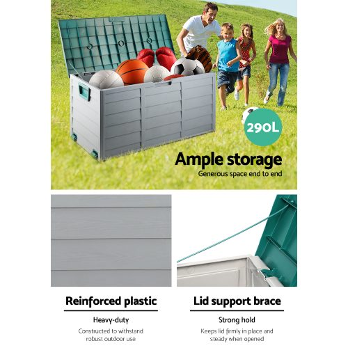 290L Outdoor Storage Box – Green and Grey