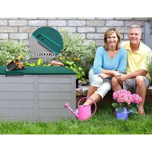 290L Outdoor Storage Box – Green and Grey