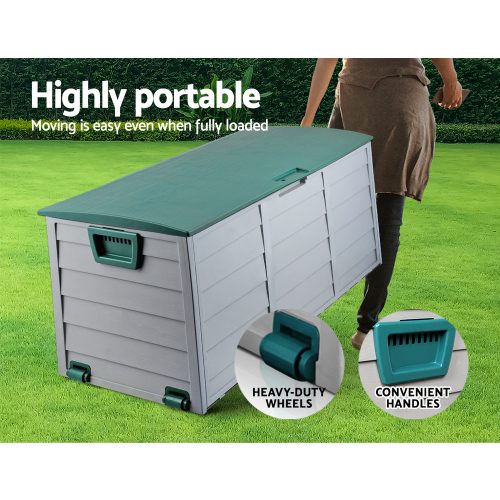 290L Outdoor Storage Box – Green and Grey