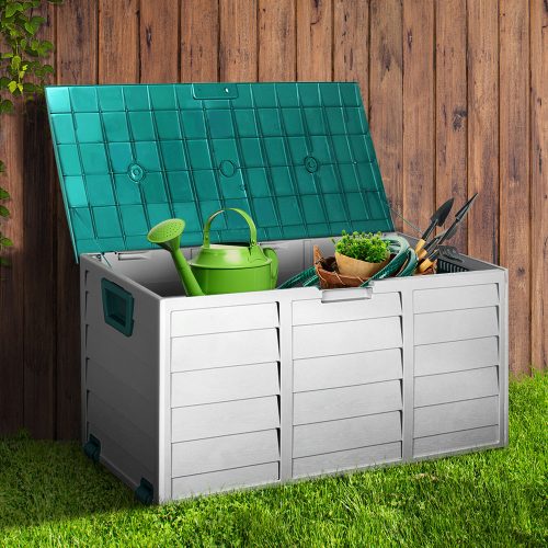 290L Outdoor Storage Box – Green and Grey