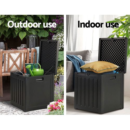 Outdoor Storage Box 80L Container Lockable Garden Toy Tool Shed Black