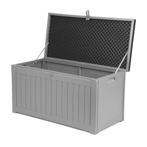 Outdoor Storage Box 190L Container Lockable Garden Bench Tool Shed Black