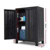 Outdoor Storage Cabinet Lockable Cupboard Garage 92cm – Black