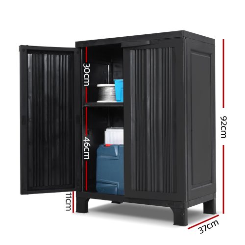 Outdoor Storage Cabinet Lockable Cupboard Garage 92cm – Black