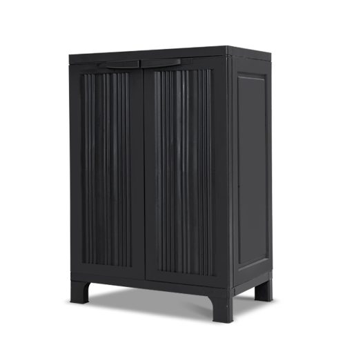 Outdoor Storage Cabinet Lockable Cupboard Garage 92cm – Black