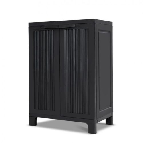 Outdoor Storage Cabinet Lockable Cupboard Garage 92cm – Black