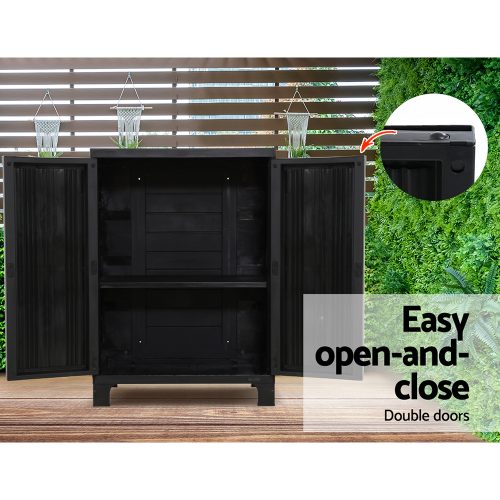 Outdoor Storage Cabinet Lockable Cupboard Garage 92cm – Black