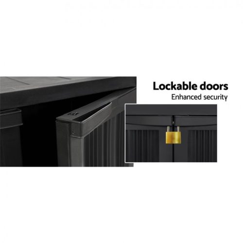 Outdoor Storage Cabinet Lockable Cupboard Garage 92cm – Black