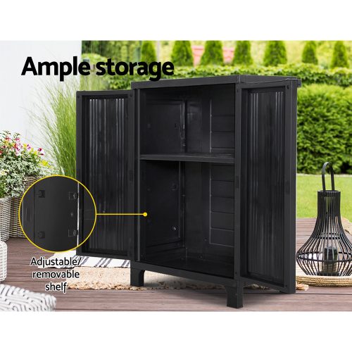 Outdoor Storage Cabinet Lockable Cupboard Garage 92cm – Black