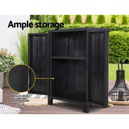 Outdoor Storage Cabinet Lockable Cupboard Garage 92cm – Black