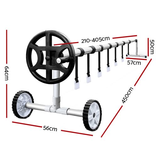 Solar Swimming Pool Cover Roller Wheel Blanket Adjustable – 10×4 m