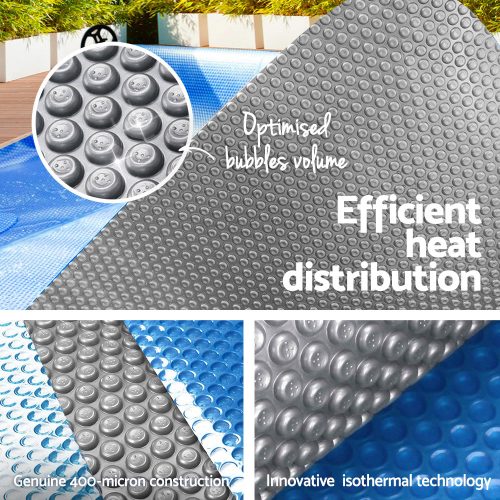 Solar Swimming Pool Cover – 8×4.2 m, Blue and Grey