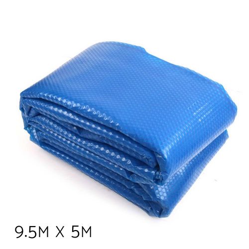 Solar Swimming Pool Cover 400 Micron Outdoor Bubble Blanket – 9.5×5 m, Blue and Grey