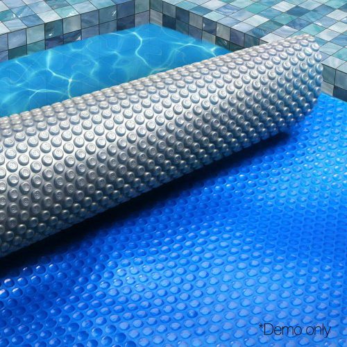 Solar Swimming Pool Cover 400 Micron Outdoor Bubble Blanket – 9.5×5 m, Blue and Grey