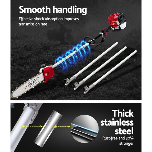 62CC Pole Chainsaw Petrol Brush Cutter Whipper Snipper Multi Tools – 9 in 1