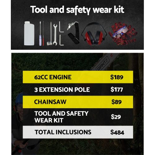 62CC Pole Chainsaw Petrol Chain Saw Brush Cutter Brushcutter Tree – 62 CC