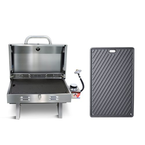 Portable Gas BBQ Grill with Double Sided Plate