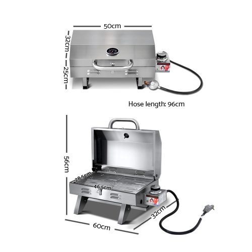 Portable Gas BBQ Grill with Double Sided Plate