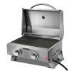 Portable Gas BBQ Grill 2 Burners with Double Sided Plate