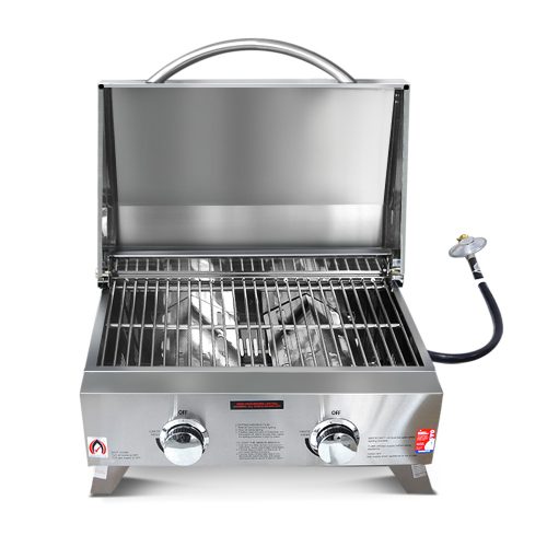 Portable Gas BBQ Grill 2 Burners with Double Sided Plate