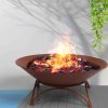 2 IN 1 Fire Pit Outdoor Pits Bowl Steel Firepit Garden Patio Fireplace Heater – Rust