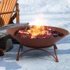 2 IN 1 Fire Pit Outdoor Pits Bowl Steel Firepit Garden Patio Fireplace Heater – Rust