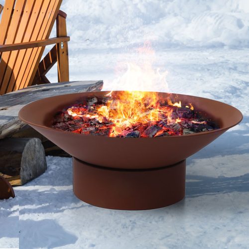 2 IN 1 Steel Fire Pit Firepit Pits Bowl Garden Outdoor Patio Fireplace Heater – Rust