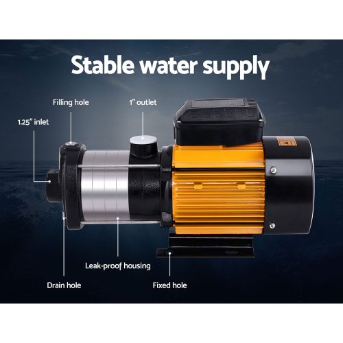 Multi Stage Water Pump Pressure Rain Tank Garden Farm House Irrigation 2000W Yellow Controller