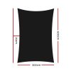 98% UV Sun Shade Sail Cloth Shadecloth Rectangle Canopy 280gsm – 3×6 m, Black
