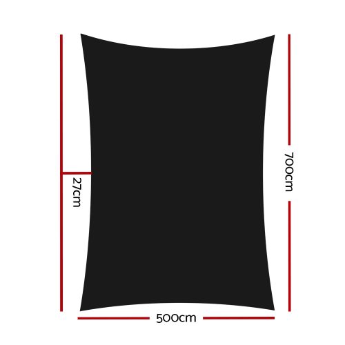 98% UV Sun Shade Sail Cloth Shadecloth Rectangle Canopy 280gsm – 5×7 m, Black