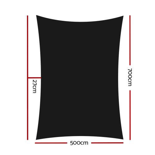 98% UV Sun Shade Sail Cloth Shadecloth Rectangle Canopy 280gsm – 5×7 m, Black