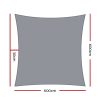 98% UV Sun Shade Sail Cloth Shadecloth Rectangle Canopy 280gsm – 6×6 m, Grey