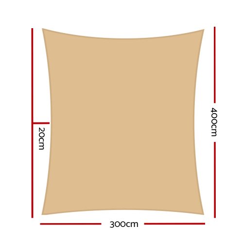 Waterproof Rectangle Shade Sail Cloth – Sand Beige – 3×4 m