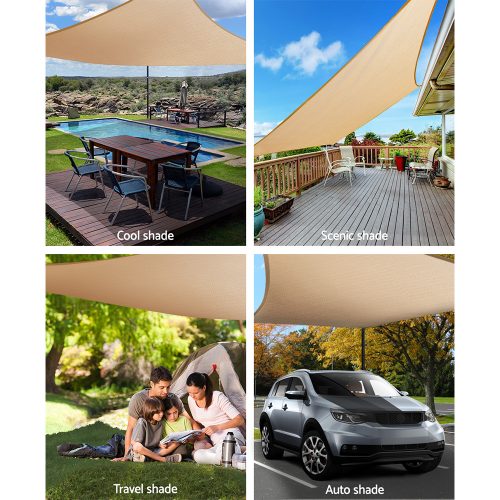 Waterproof Rectangle Shade Sail Cloth – Sand Beige – 3×6 m
