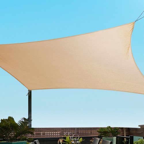 Waterproof Rectangle Shade Sail Cloth – Sand Beige – 3×6 m