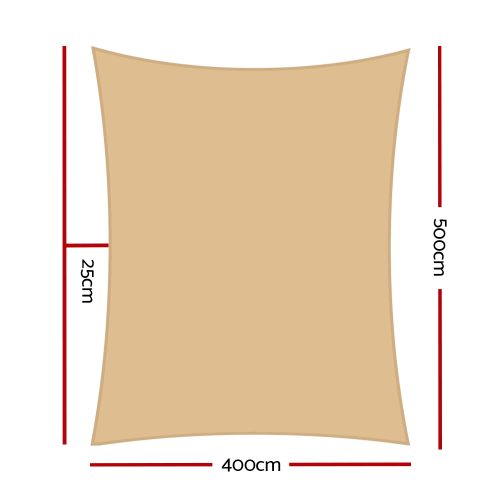 Waterproof Rectangle Shade Sail Cloth – Sand Beige – 4×5 m
