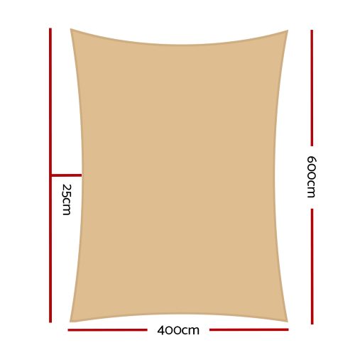 Waterproof Rectangle Shade Sail Cloth – Sand Beige – 4×6 m