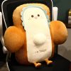 Smiley Face Toast Bread Cushion Stuffed Car Seat Plush Cartoon Back Support Pillow Home Decor