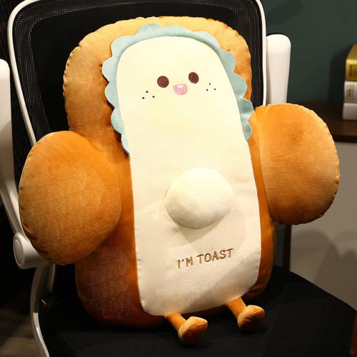 Smiley Face Toast Bread Cushion Stuffed Car Seat Plush Cartoon Back Support Pillow Home Decor