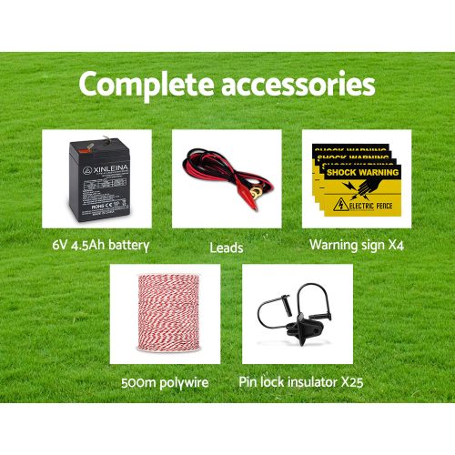 Solar Electric Fence Energiser Charger with Tape and 25pcs Insulators – 500M-5KM