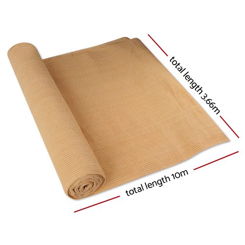70% Sun Shade Cloth Shadecloth Sail Roll Mesh Outdoor 175gsm – 3.66×10 m, Beige